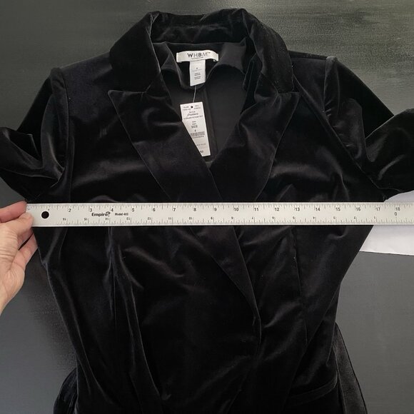 WHBM Velvet Blazer Size 4 Black Tie Waist Relaxed Holiday Dinner Party Jacket - Picture 11 of 16